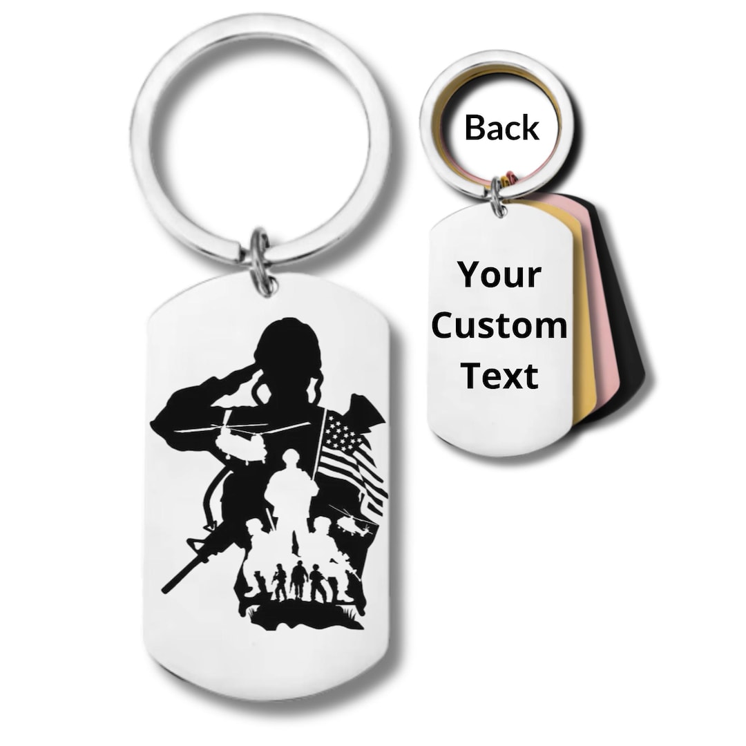 Personalized Military Keychain Custom Engraved, Veteran Gift, Soldier ...