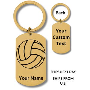 Volleyball, Sports, Stainless Steel Keychain, Personalized Engraving