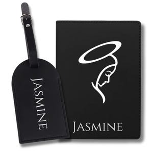 Personalisierte Passhülle Gepäckanhänger Benutzerdefinierter Passhalter Jungfrau Maria Passhülle Reise-Accessoire Geschenk für Reisende Flitterwochen Geschenk