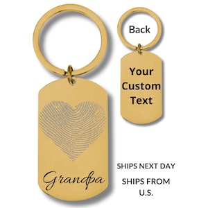 Actual Fingerprint Keychain Custom Memorial Gift Grief Gift Keyring Personalized Heart Shape Fingerprint Key holder Custom Fingerprint