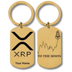 XRP Crypto To The Moon, Stainless Steel Rectangular Engraved Keychain