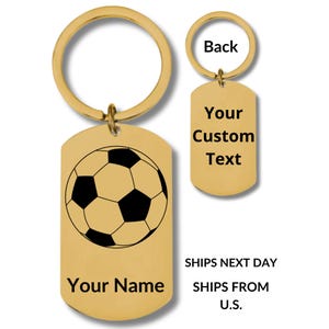 Soccer ball, Sports, Stainless Steel Keychain, Personalized Engraving