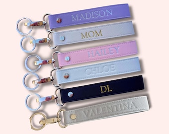 Personalized Keychain Wristlet Keyring Chic and Stylish Secure Key Holder  Keychain Personalised Name Monogram Keyring Favor Gift