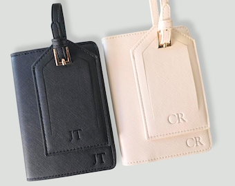 Passport Cover Luggage Tag Personalized Passport Holder Custom Luggage Tag Set Wedding Favor Travel Gift Accessory Bachelorette Party Favor