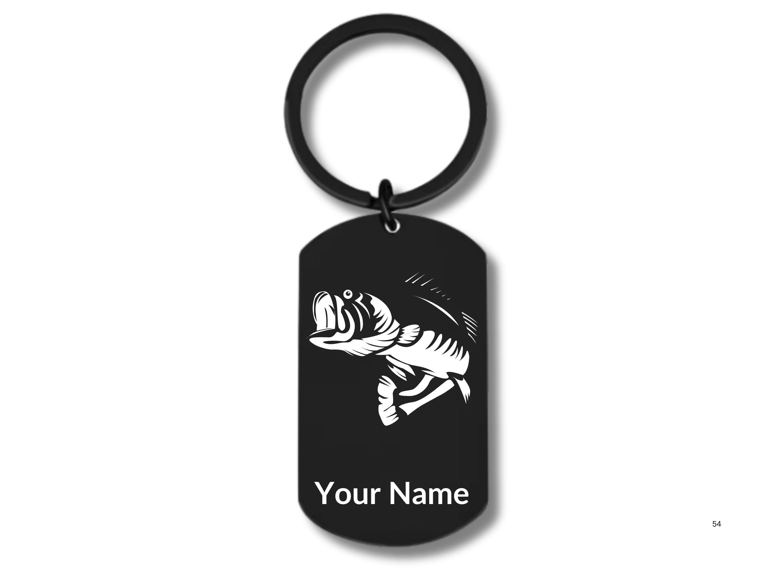 Bass Fish, Stainless Steel Rectangular Keychain, Personalized Engraving ...