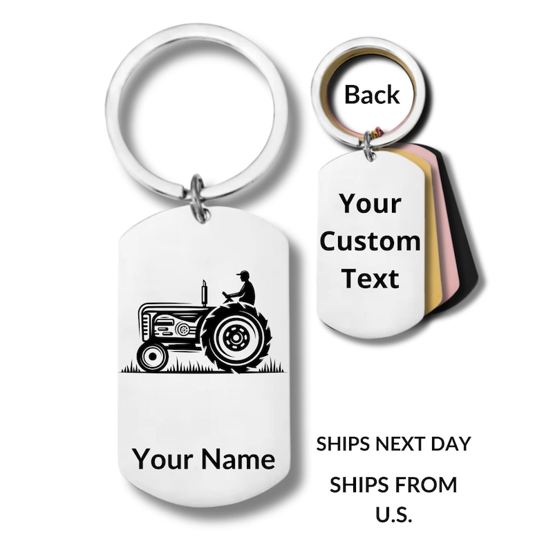 Engraved Tractor Keychain - Etsy