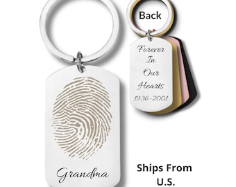 Llavero con huella dactilar personalizada, regalo conmemorativo, regalo de duelo, llavero con huella dactilar personalizada