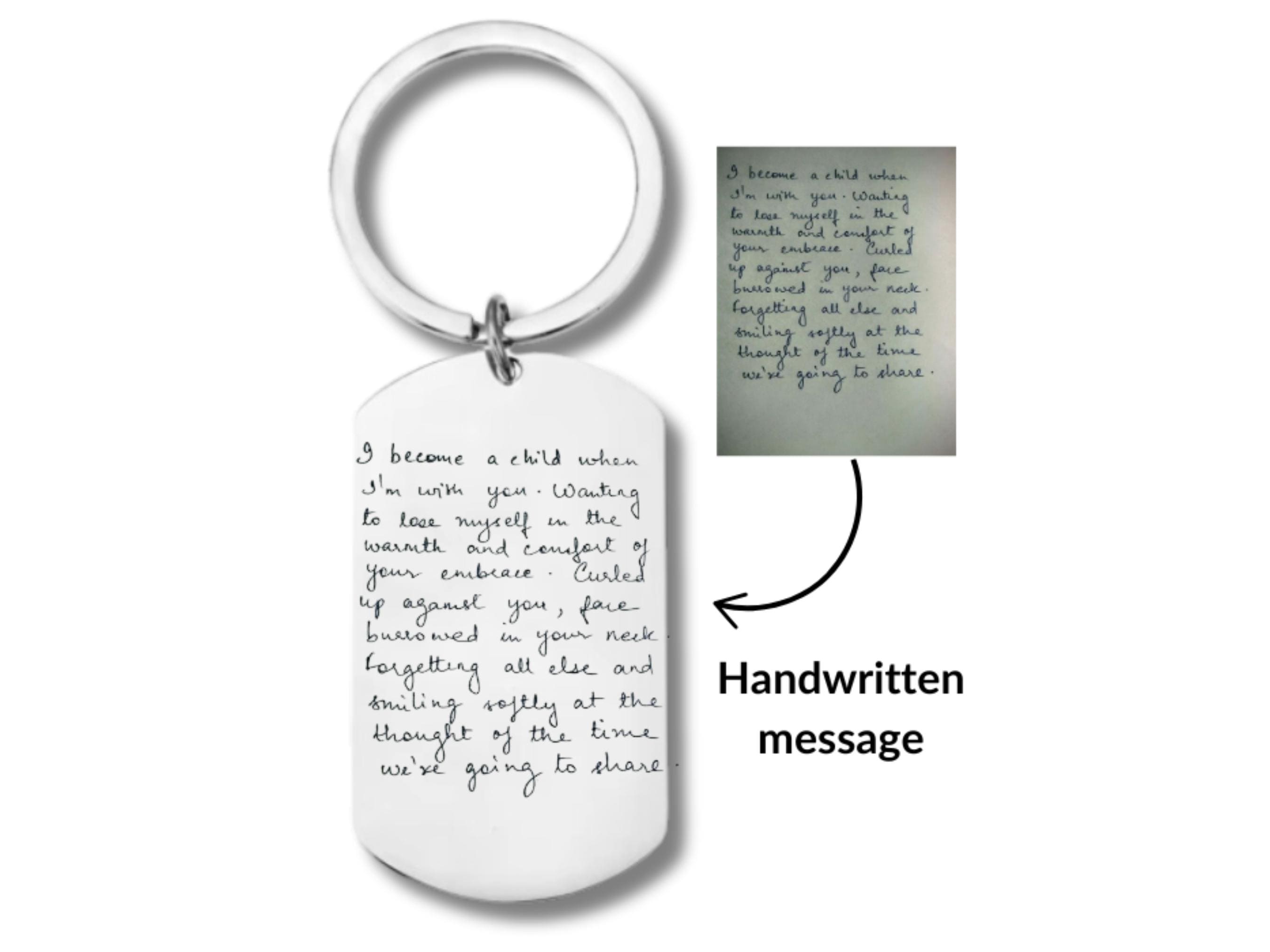 Custom Handwriting Keychain, Personalized Quote Keychain, Engraved Keepsake Jewelry, Thoughtful Gift for Grandma