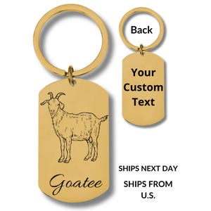 Goat, Stainless Steel Keychain, Personalized Engraving Included