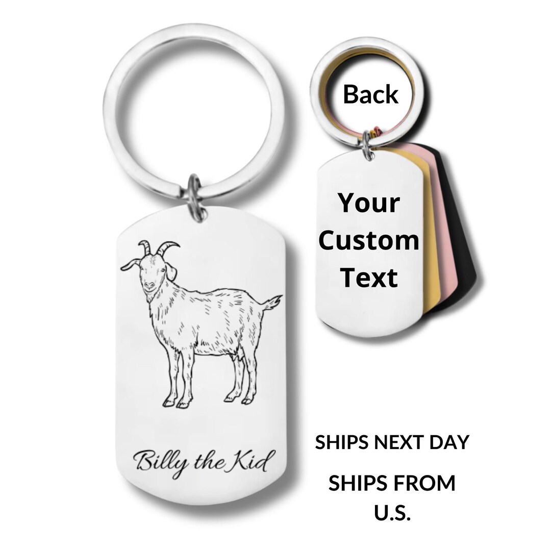 Goat, Stainless Steel Keychain, Personalized Engraving Included - Etsy