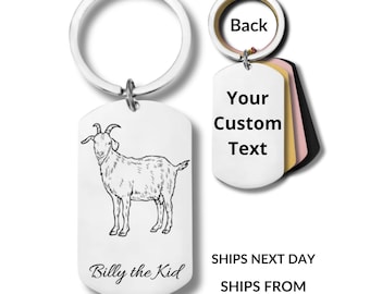 Goat, Stainless Steel Keychain, Personalized Engraving Included