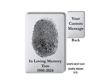 Personalized Fingerprint Wallet Card: Engraved Stainless Steel Keepsake