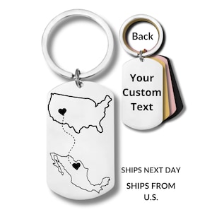 Custom Country Keychain, Two-Home Keyring, State Map Keychain, Long Distance Relationship Gift, Personalized Keychain, Country Map Gift