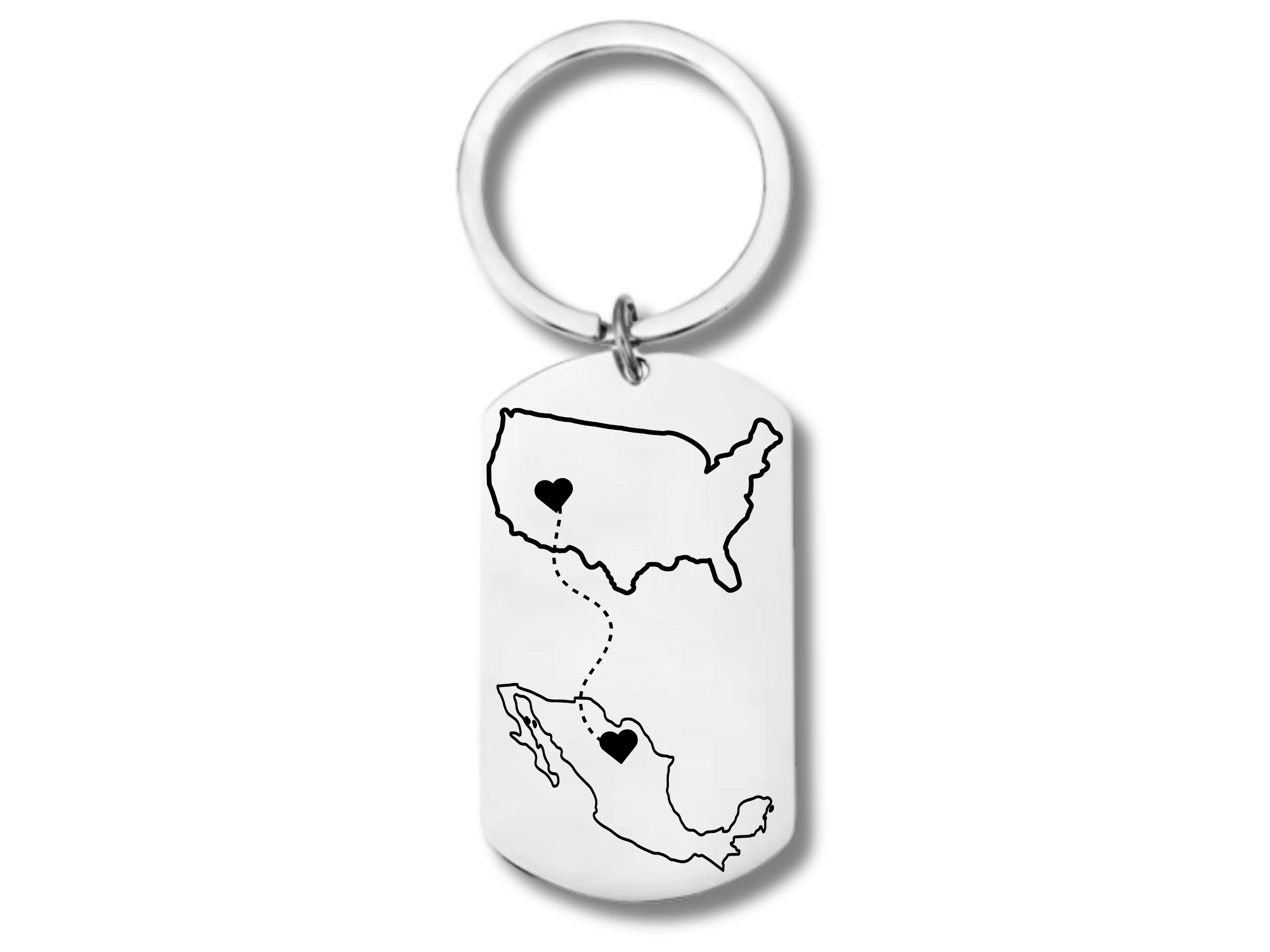 Key Rings Country Custom Country Keychain, Two-home Keyring, State Map Keychain, Long ...