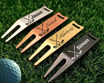 Personalized Golf Divot Tool, Engraved Stainless Steel Pitch Mark Repair Tool with Name, Custom Golf Gift for Dad, Groomsmen Golfer Gift