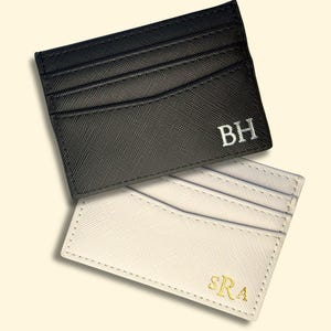 Porta-cartões personalizado Saffiano Slim em couro sintético, carteira para cartão de crédito, bolso minimalista, porta-cartões com design fino