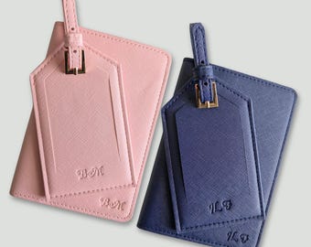 Personalized Blind Emboss Passport Cover and Luggage Tag Custom Travel Accessories Gift Travel Ideas Holiday Gift Wedding Ideas Bridal Favor