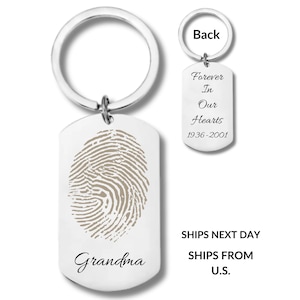 Actual Fingerprint Keychain Custom Memorial Gift Grief Gift Keyring Personalized Fingerprint Key holder Custom Fingerprint Keychain