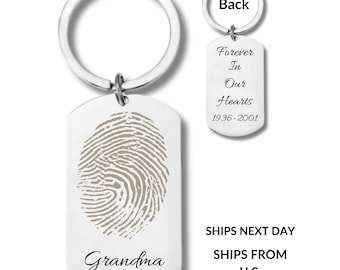 Actual Fingerprint Keychain Custom Memorial Gift Grief Gift Keyring Personalized Fingerprint Key holder Custom Fingerprint Keychain