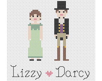 Lizzy & Darcy Orgoglio e pregiudizio Schema punto croce contato Download immediato