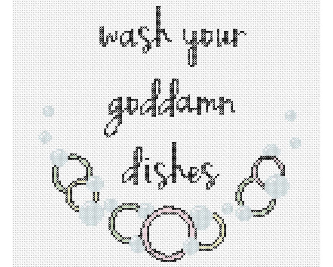 Wash Your Dishes Counted Cross Stitch Pattern Instant Download - Etsy