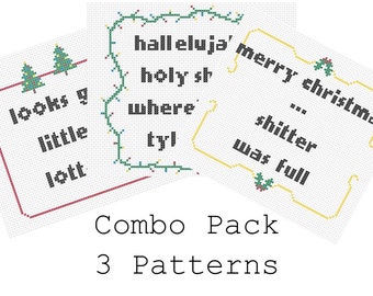 Combo Pack: Christmas Counted Cross Stitch 3 Pattern Instant Download