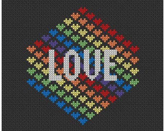 LOVE Counted Cross Stitch Pattern Instant Download