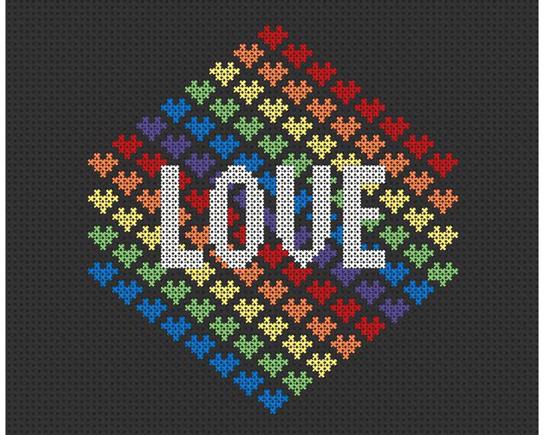 LOVE Counted Cross Stitch Pattern Instant Download Etsy