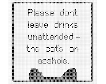 Please Don't Leave Drinks Unattended Cross Stitch Pattern Instant Download