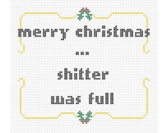 Merry Christmas Counted Cross Stitch Pattern Instant Download