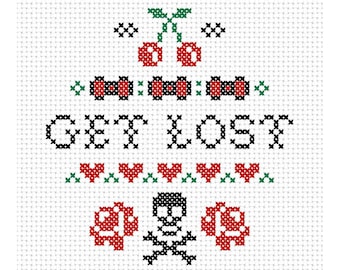 Get Lost Sampler Counted Cross Stitch Pattern Instant Download