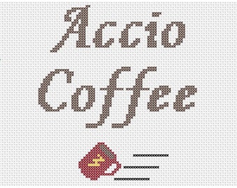 Accio Coffee Counted Cross Stitch Pattern Instant Download