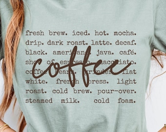 Coffee Lover T-Shirt | Coffee Favorite Words Tee | Comfort Colors Shirt | Coffee Lover Tee | Coffee Lover Gift | Women's TShirt