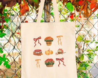Fall Schleifen Baumwoll Canvas Einkaufstasche: Gemütlicher Herbst-Stil