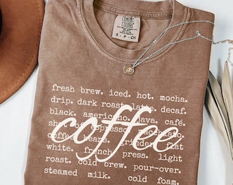 Coffee Lover T-Shirt | Coffee Favorite Words Tee | Comfort Colors Shirt | Coffee Lover Tee | Coffee Lover Gift | Women's TShirt