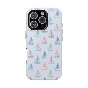 Sailboats Cell Phone Case, iPhone Case, Fisherman Aesthetic, Nautical, Cute Phone Case, Summer Phone Case, Tough Phone Case, Preppy, Magsafe