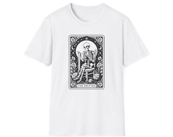 Camiseta unisex de esqueleto de punto / Camiseta gótica de Halloween