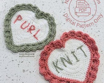 Crochet Conversation Heart Coaster Pattern