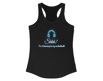 Estoy escuchando mi audiolibro Blue Racerback Tank