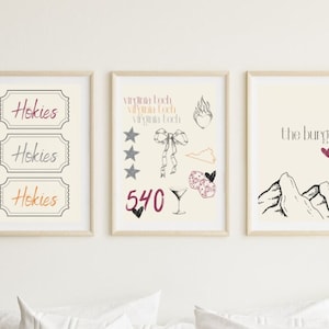 Virginia Tech Wall Prints- Set of 3 wall prints- Hokies Wall Decor - VT Wall Prints- Tech Wall Prints - Virginia Tech Dorm Decor- Dorm Decor