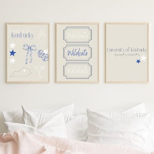 University of Kentucky Wall Decor, Kentucky Dorm Decor, Set of Three Kentucky Wildcats wall decor, Digital Files Dorm Decor