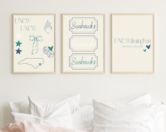 UNC Wilmington Wall Decor, UNCW Seahawks, UNCW College Wall Decor, Digital Prints for Wall, Digital Files