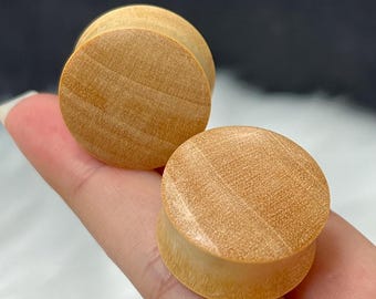 Tappi per orecchie a doppia svasatura in legno di teak / Dilatatori per orecchie in legno organico / Coppia