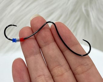 black fish hook septum Titanium Mustache Septum Ring 16G: Black Body Piercing With Colorful  O-rings
