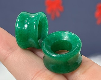 Green Jade Stone Plugs – Double Flare Gauges (Pair)