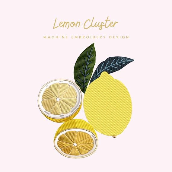Lemon Cluster Embroidery File | Digital Download for Machine Embroidery | 6 Sizes | Summer Kitchen • Citrus Embroidery