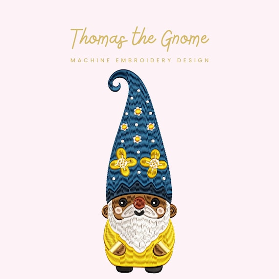 Thomas the Gnome Embroidery File | Digital Download for Machine Embroidery | 5 Sizes | Scandinavian Style Gnome • Spring Woodland Design