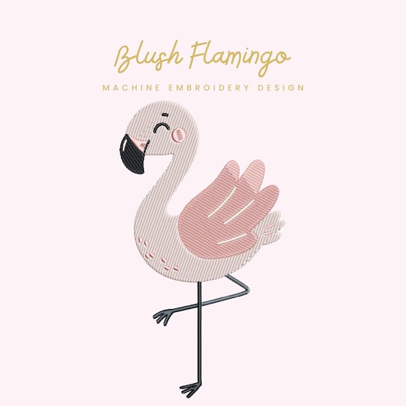 Blush Flamingo Embroidery File |  Digital Download for Machine Embroidery | 6 Sizes | Soft Modern Folk • Bird Embroidery