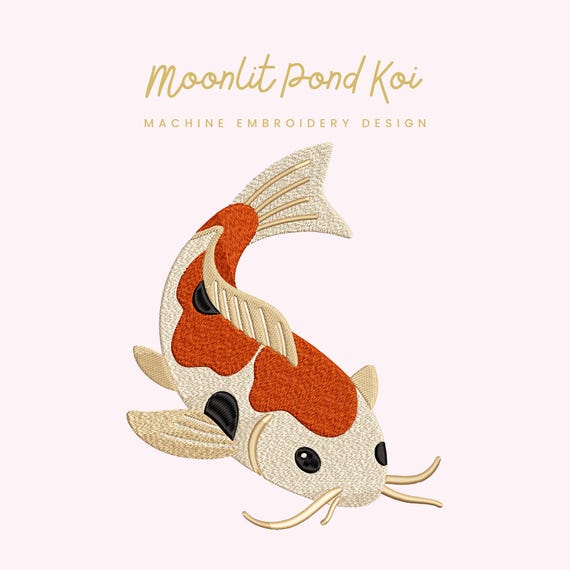 Moonlit Pond Koi Embroidery File | Digital Download for Machine Embroidery | 6 Sizes | Koi Fish Stitch • Japanese Koi Embroidery