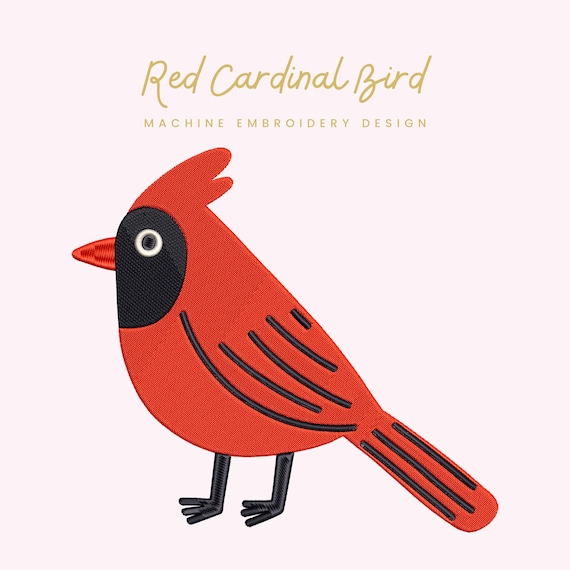 Red Cardinal Bird Embroidery File |  Digital Download for Machine Embroidery | 7 Sizes | Winter Bird